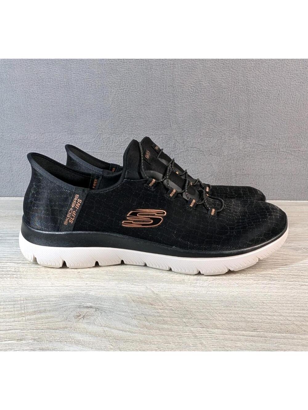 Skechers Womens 10 Black Slip Ins Walking Shoes Memory Foam Comfort Casual